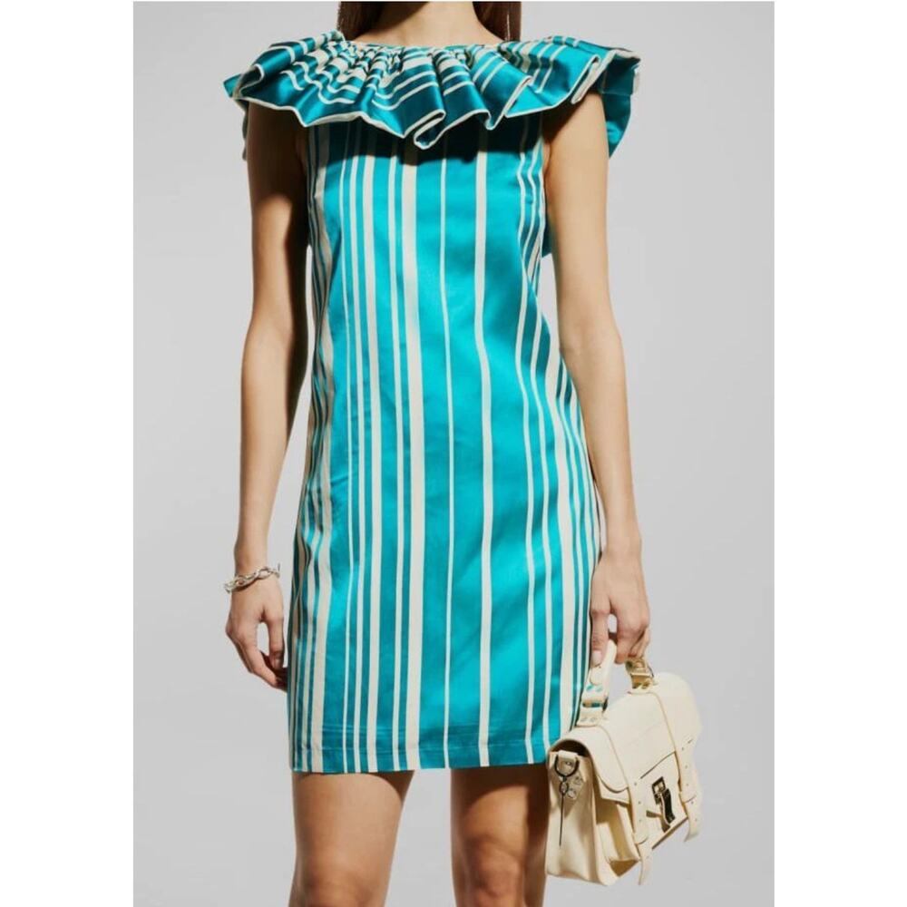 Trina Turk Happy Ruffled Sleeveless Dress Turquoise 2